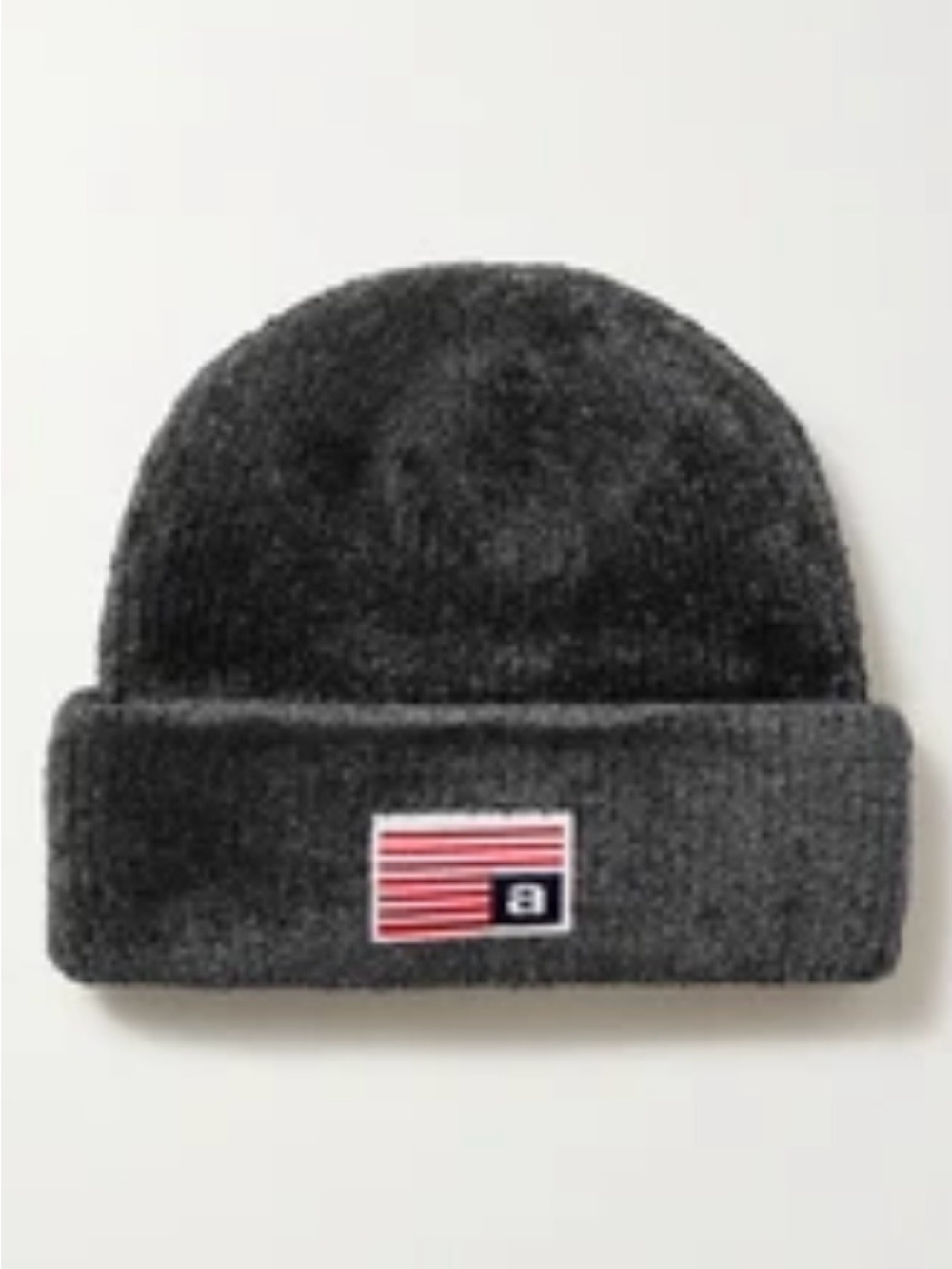 NWT Alexander Wang Chenille Logo Patch Beanie Hat - Charcoal Grey Unisex